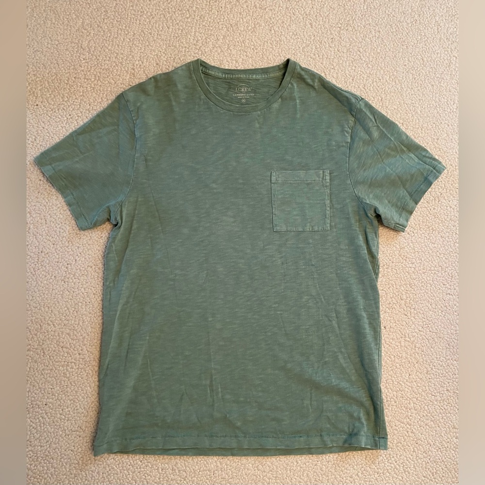 J. Crew Green Crewneck Pocket Tee